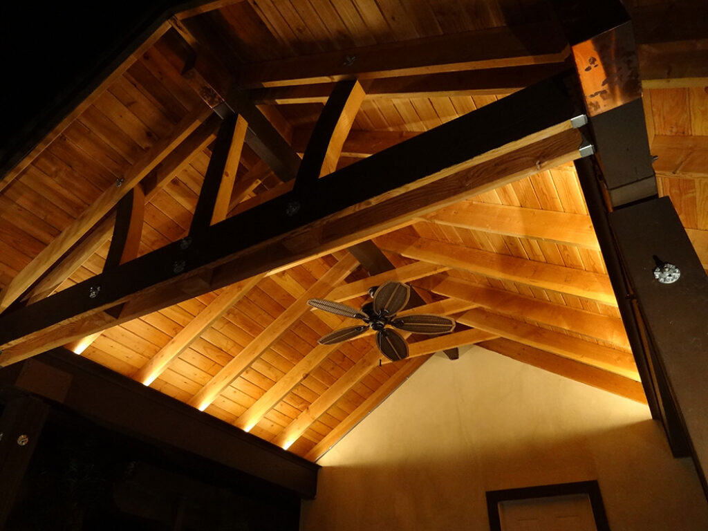 lighting installation on an outdoor cabana