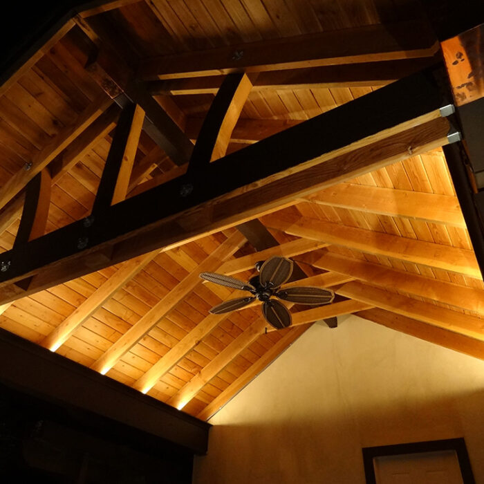 lighting installation on an outdoor cabana