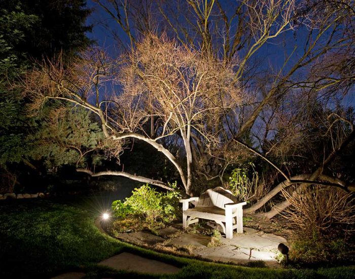 Beautifully Lit Landscape Seating Feature