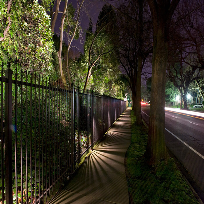 an image of sidewalk lighting taken at night