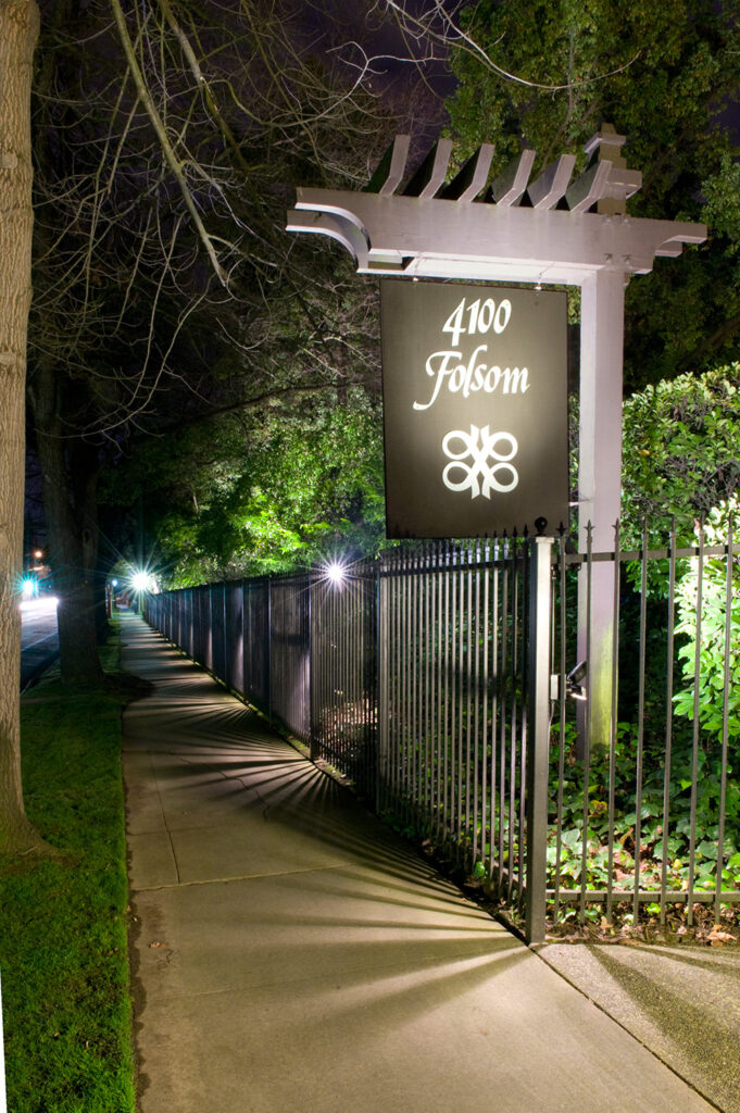 an image of sidewalk lighting taken at night