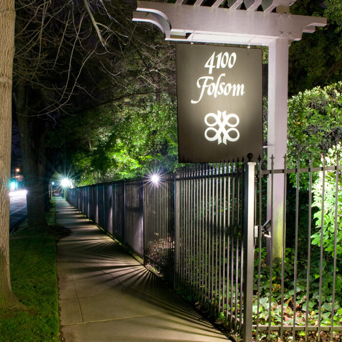 an image of sidewalk lighting taken at night